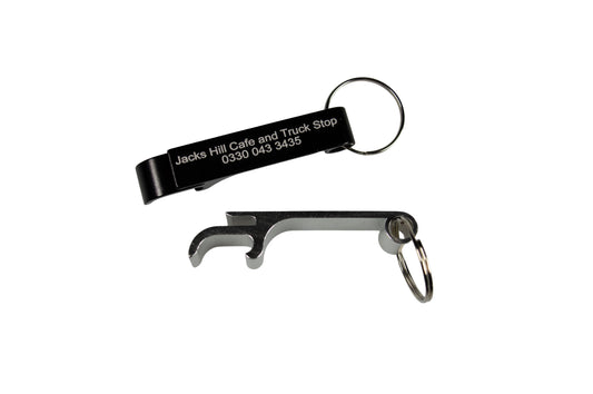 Jack’s Hill Café & Truck Stop Bottle & Can Opener Keyring – Heavy Duty Metal Bar Tool